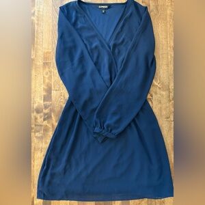 Express Navy Long Sleeve V-Neck Dress XS – Worn Once
